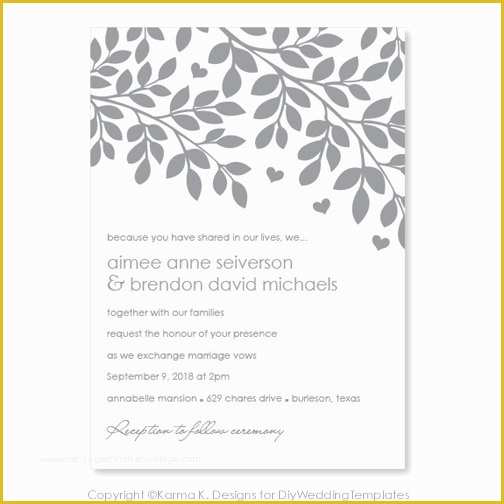 Free Printable Wedding Invitation Templates for Microsoft Word Of Printable Wedding Invitation Template Download Instantly