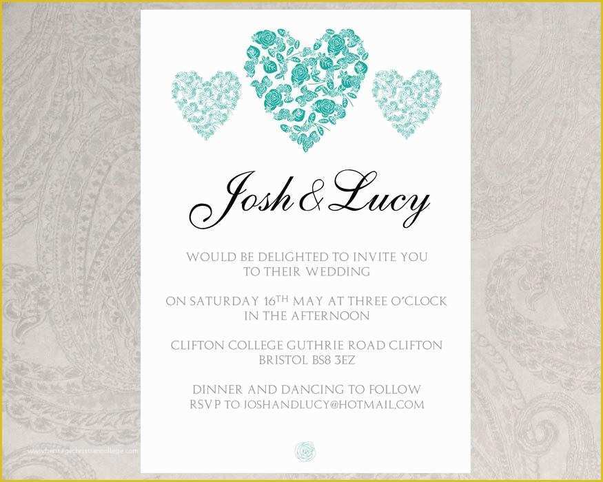 Free Printable Wedding Invitation Templates for Microsoft Word Of Wedding Invitation Template Trio Hearts –download