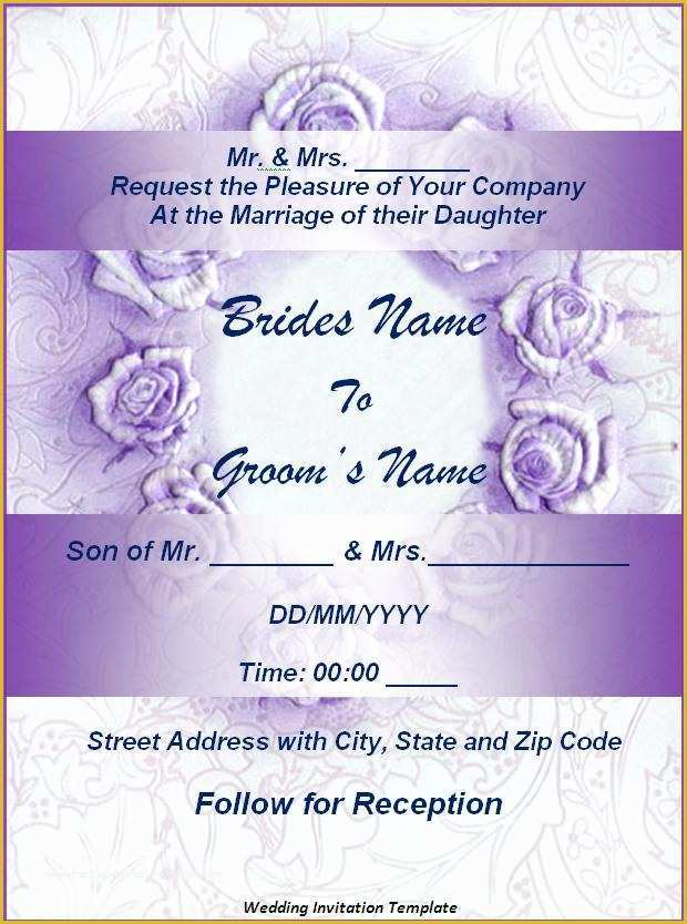 Free Printable Wedding Invitation Templates for Microsoft Word Of Wedding Invitation Templates