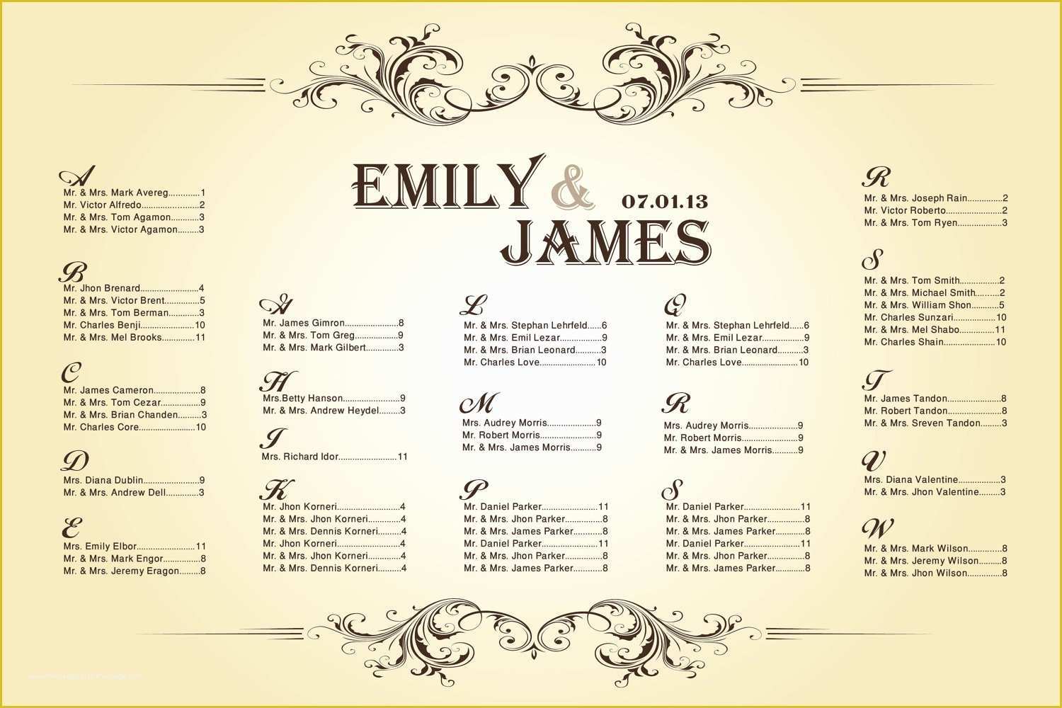 46 Free Printable Wedding Seating Chart Template