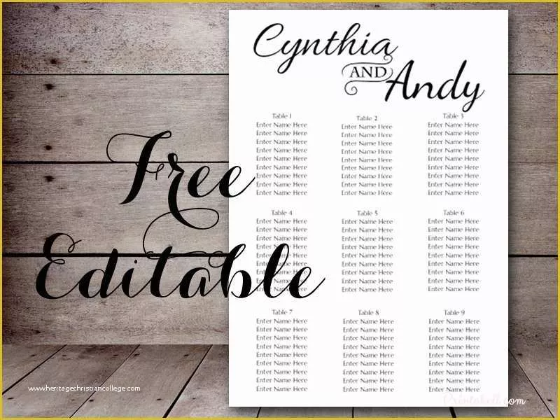 Free Printable Wedding Seating Chart Template Of Freebies Editable Printable – Printabell • Create