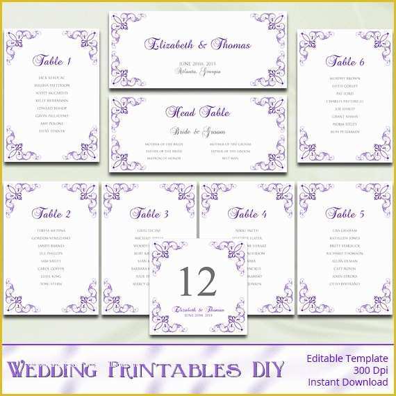 Free Printable Wedding Seating Chart Template Of Printable Wedding Seating Chart Template Diy Purple Silver