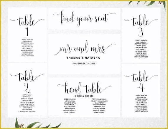 Free Printable Wedding Seating Chart Template Of Wedding Seating Chart Template Instant Download Seating