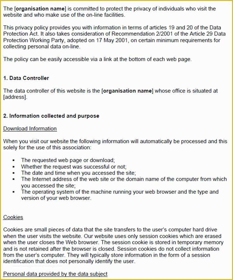 Free Privacy Policy Template Of 13 Privacy Policy Templates