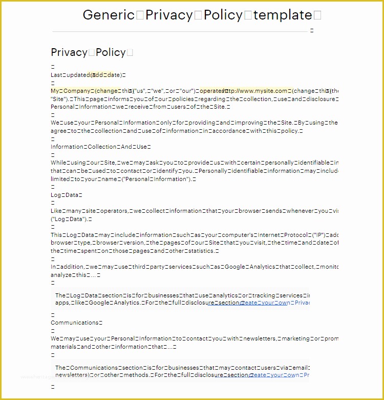 Free Privacy Policy Template Of 13 Privacy Policy Templates