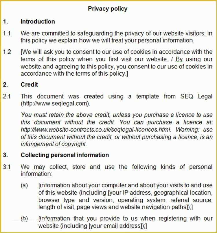 Free Privacy Policy Template Of 13 Privacy Policy Templates