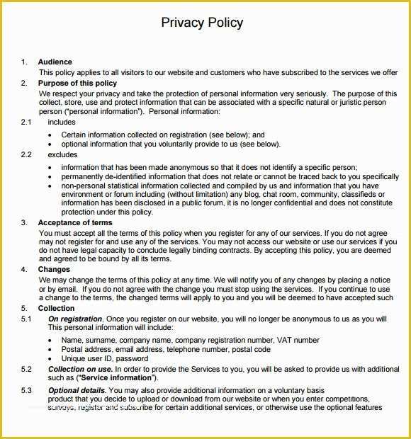 Free Privacy Policy Template Of 6 Sample Privacy Notice Templates to Download