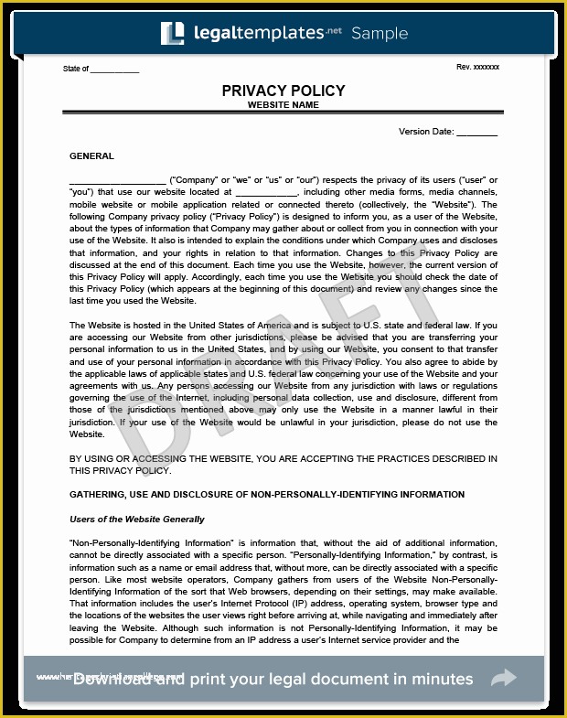 Free Privacy Policy Template Australia