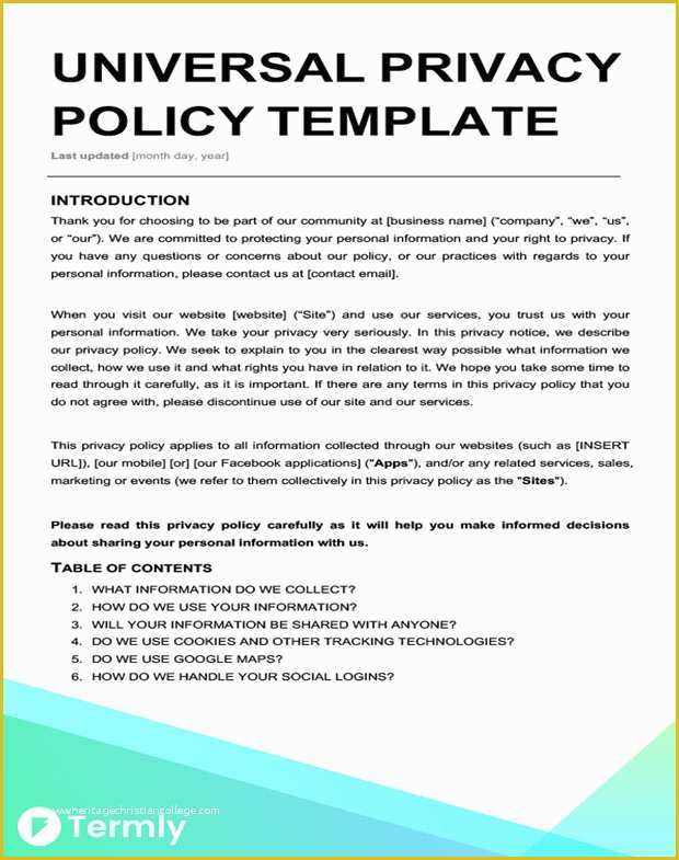 Free Privacy Policy Template Of Free Privacy Policy Templates