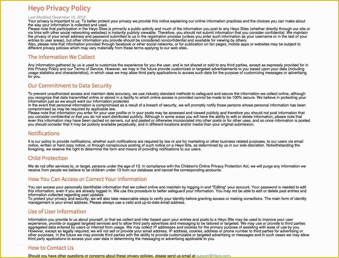 Free Privacy Policy Template Of Privacy Policy Template