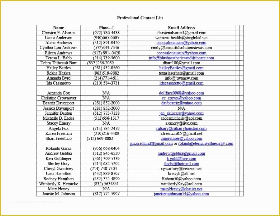 Free Professional Ebay Templates Of 40 Phone & Email Contact List Templates [word Excel]