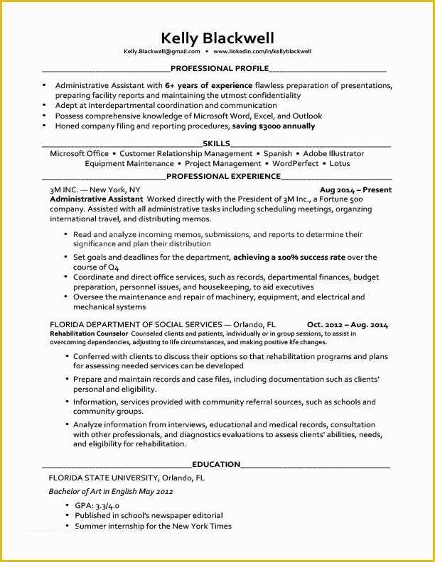 Free Professional Resume Templates Of Career Level & Life Situation Templates