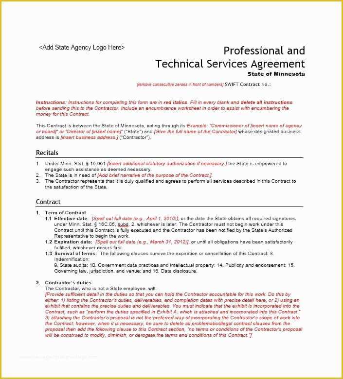 Free Professional Services Agreement Template Of 50 Professional Service Agreement Templates & Contracts