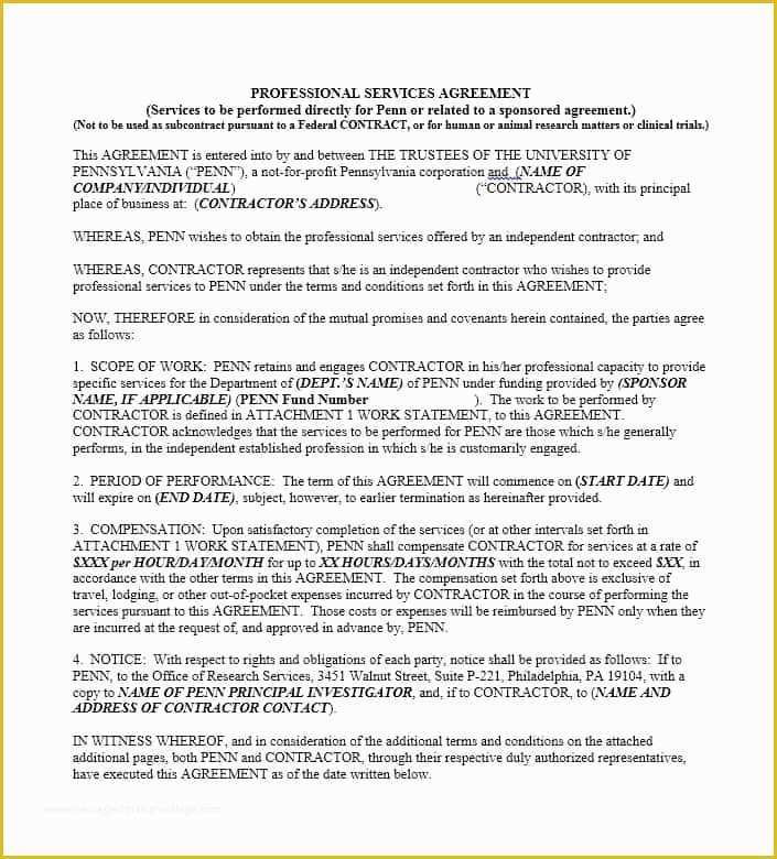 Free Professional Services Agreement Template Of 50 Professional Service Agreement Templates &amp; Contracts