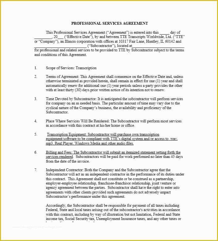 Free Professional Services Agreement Template Of 50 Professional Service Agreement Templates & Contracts