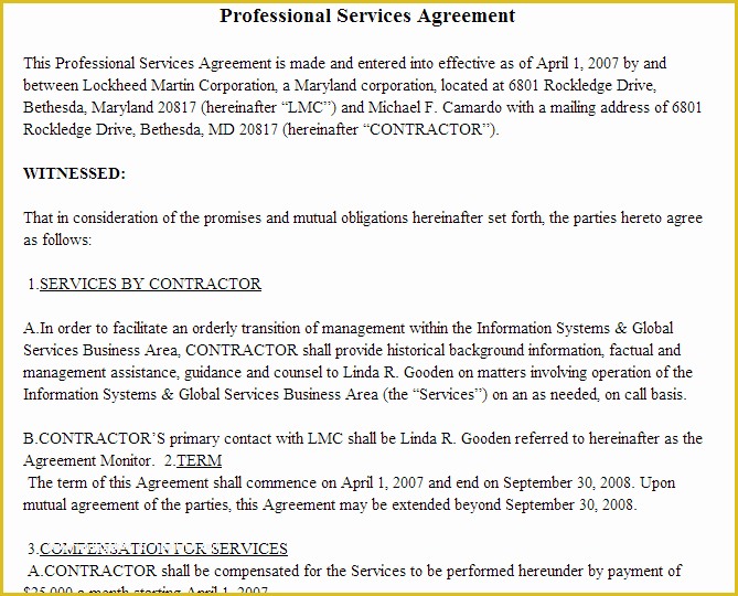 Free Professional Services Agreement Template Of 6 Professional Services Agreement Template