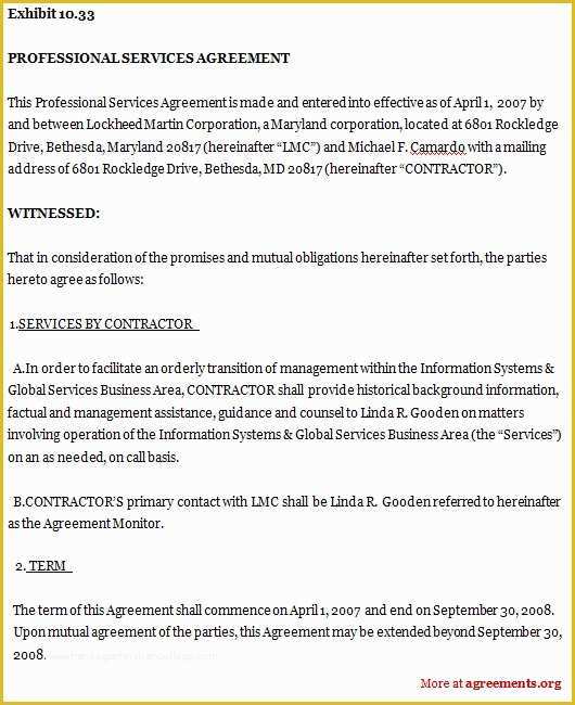 Free Professional Services Agreement Template Of Professional Services Agreement Sample Professional