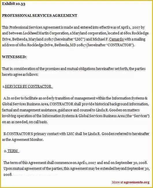 Free Professional Services Agreement Template Of Professional Services Agreement Sample Professional