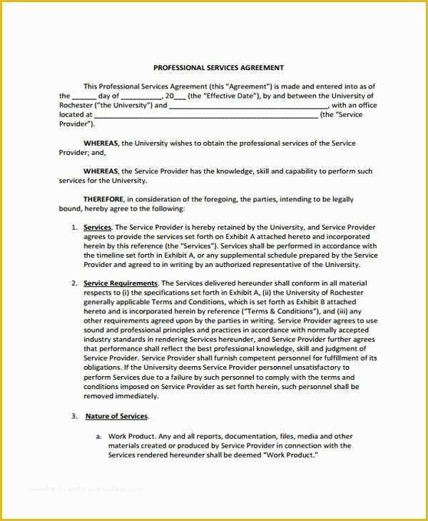 Free Professional Services Agreement Template Of Service Agreement forms