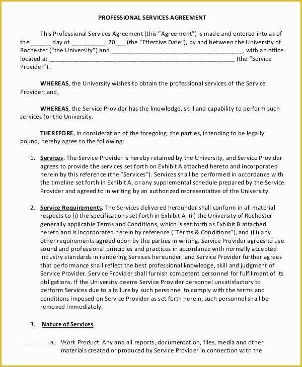 Free Professional Services Agreement Template Of Service Agreement Template 18 Free Word Pdf Documents