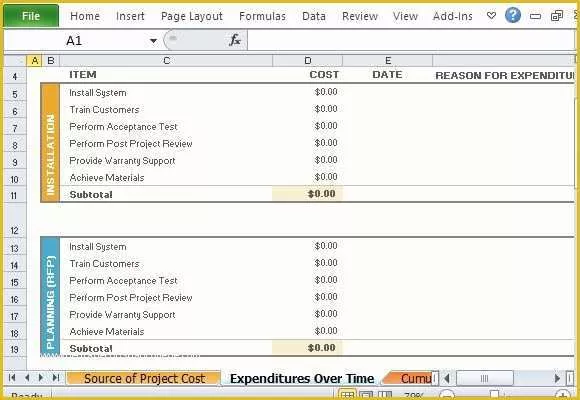 Free Project Costing Template Excel Of Free Project Bud Template for Excel 2013