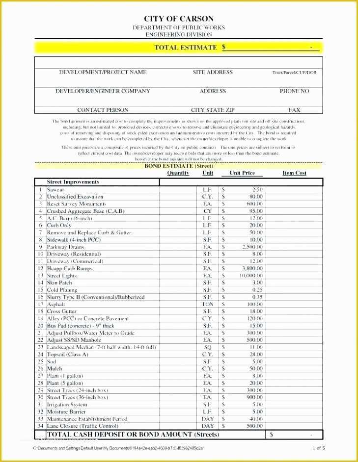 Free Project Costing Template Excel Of Project Cost Estimate Template Spreadsheet – Skincense
