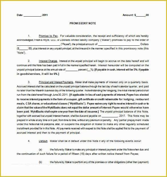 Free Promissory Note Template Word Of 35 Promissory Note Templates Doc Pdf