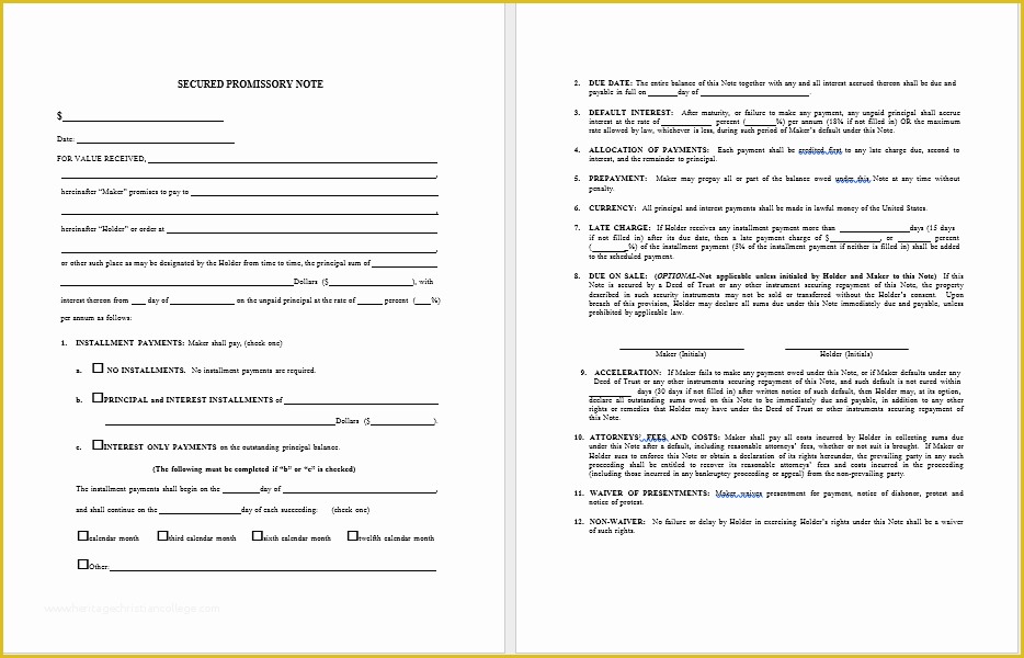Free Promissory Note Template Word Of 43 Free Promissory Note Samples & Templates Ms Word and