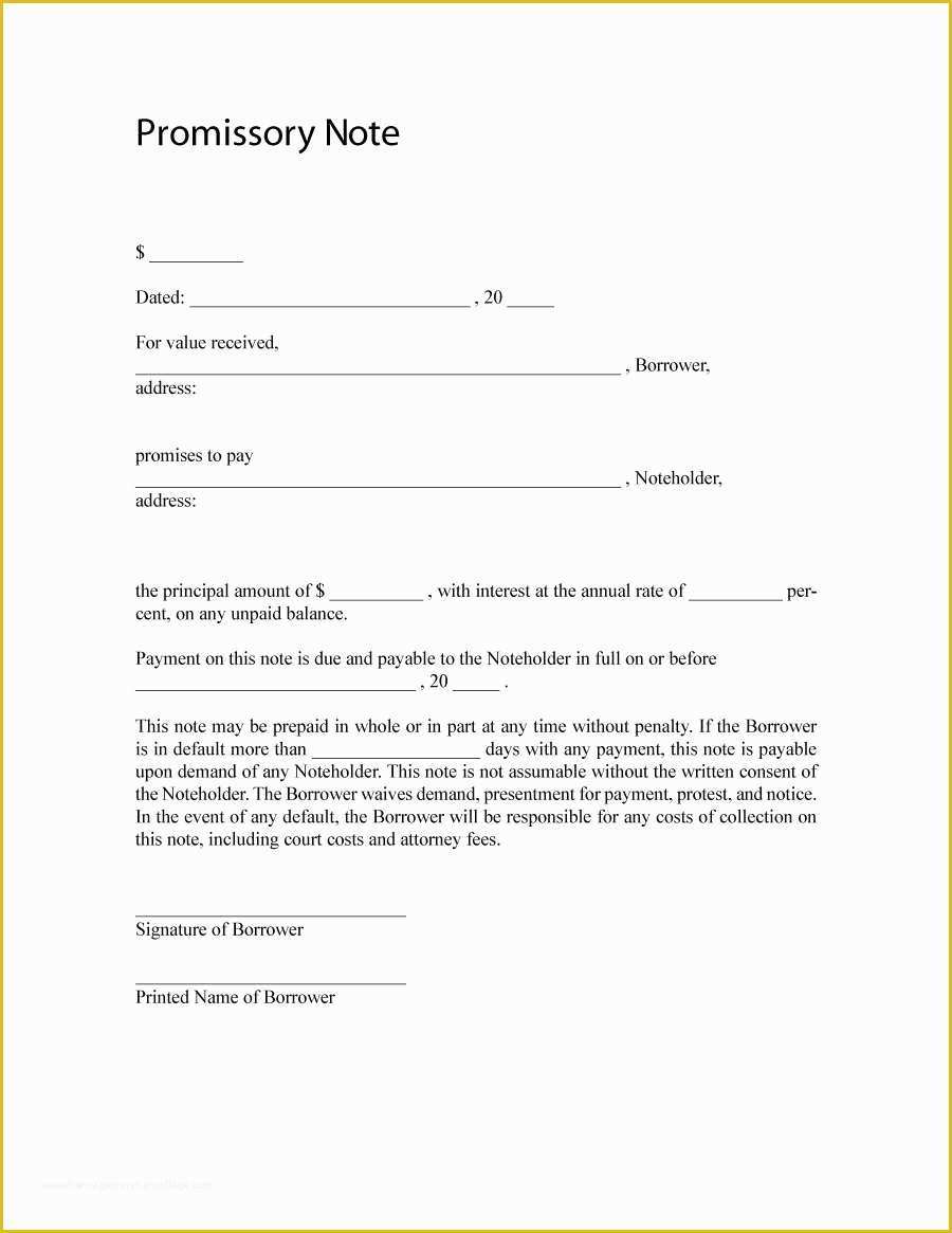 Free Promissory Note Template Word Of 45 Free Promissory Note Templates & forms [word & Pdf]