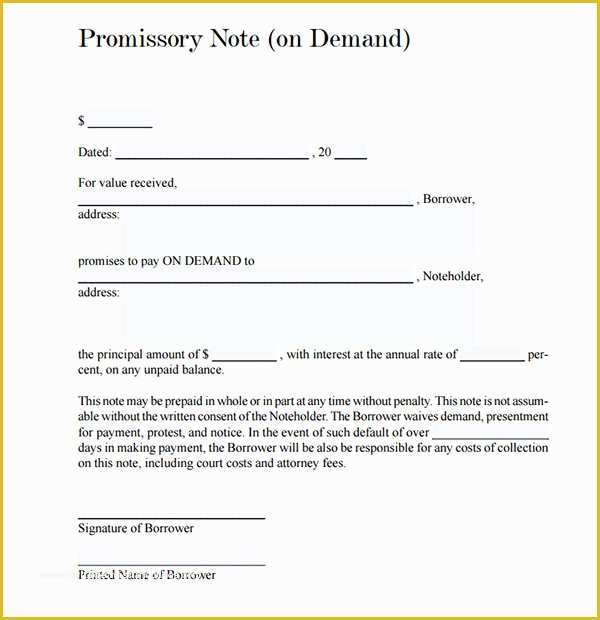 Free Promissory Note Template Word Of Free Promissory Note Template