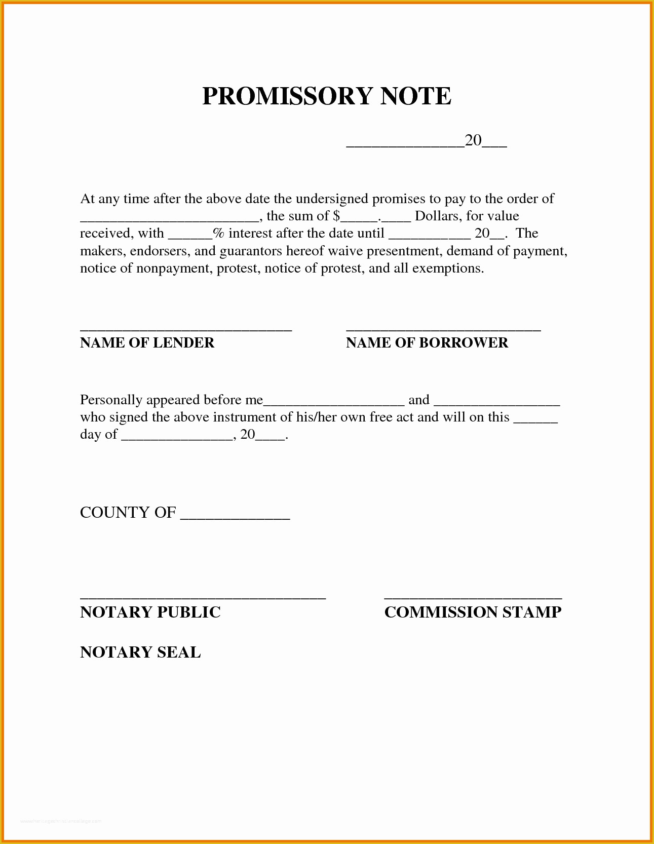 Free Promissory Note Template Word Of Free Promissory Note Template