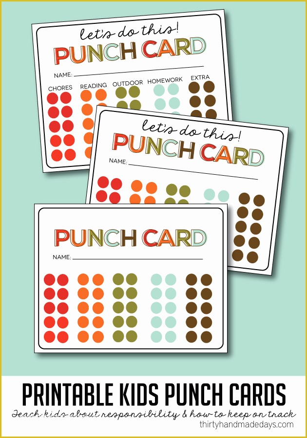 Free Punch Card Template or Design Of Chores Charts for Kids the 36th Avenue