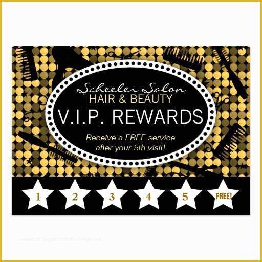 Free Punch Card Template or Design Of Golden Glam Custom Salon Loyalty Punch Card