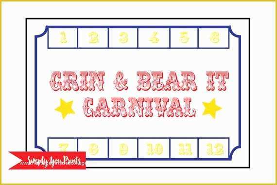 Free Punch Card Template or Design Of Grin & Bear It Carnival Punch Card Digital File Bear