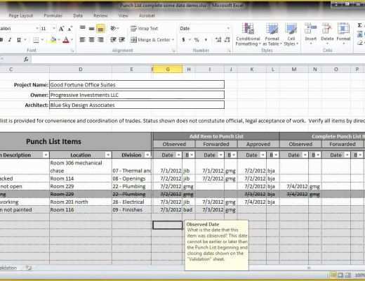 Free Punch List Template Of Excel 2010 Construction Punch List Overview