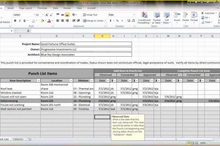 Free Punch List Template Of Excel 2010 Construction Punch List Overview