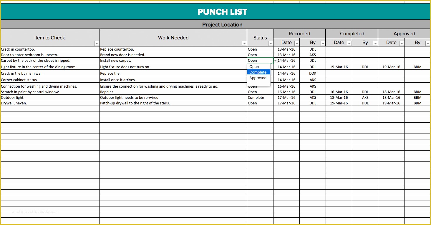 Free Punch List Template Of Free Construction Schedule Spreadsheet