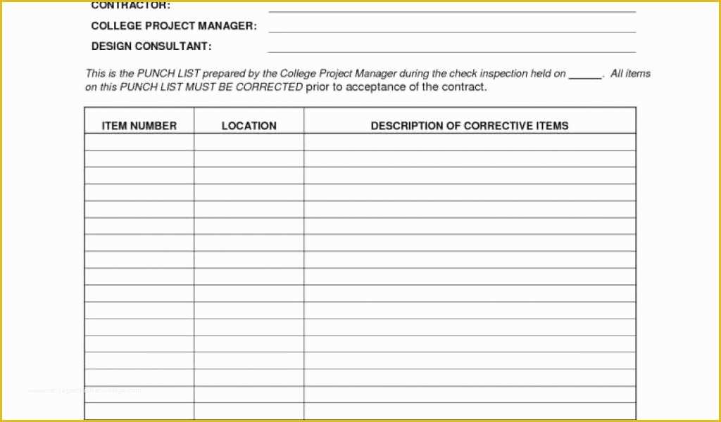 Free Punch List Template Of Punch List Examples Free Task and Checklist Templates