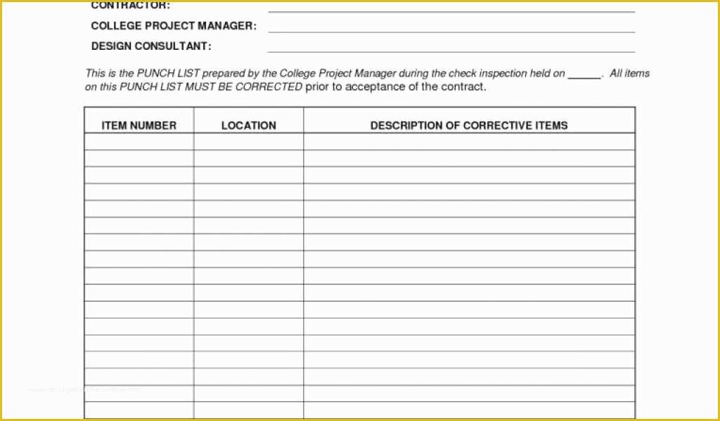 Free Punch List Template Of Punch List Examples Free Task and Checklist Templates