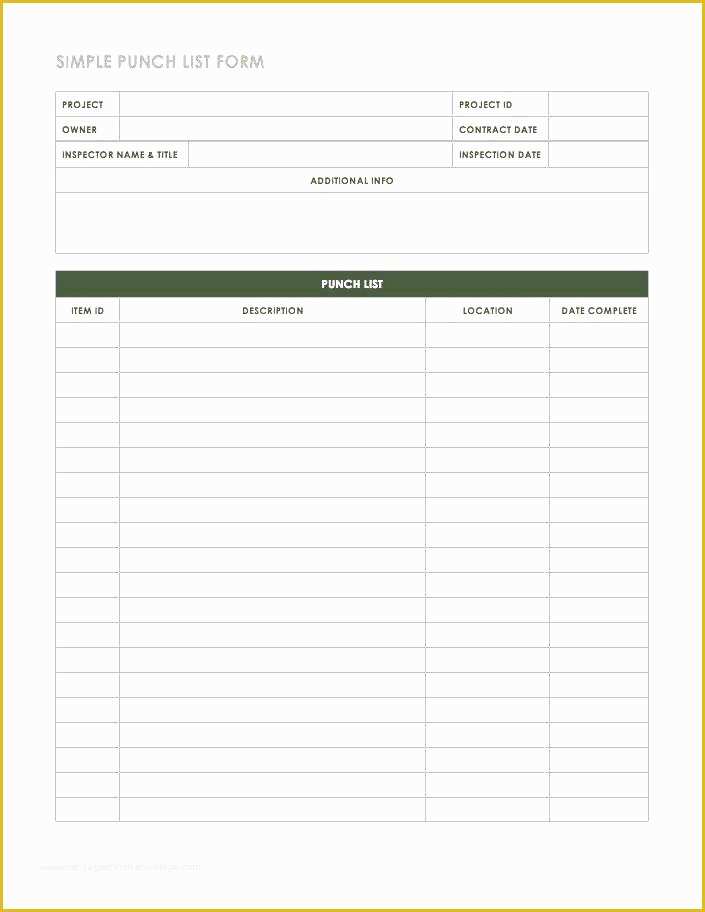 Free Punch List Template Of Punch List form Template New Architectural Punch List