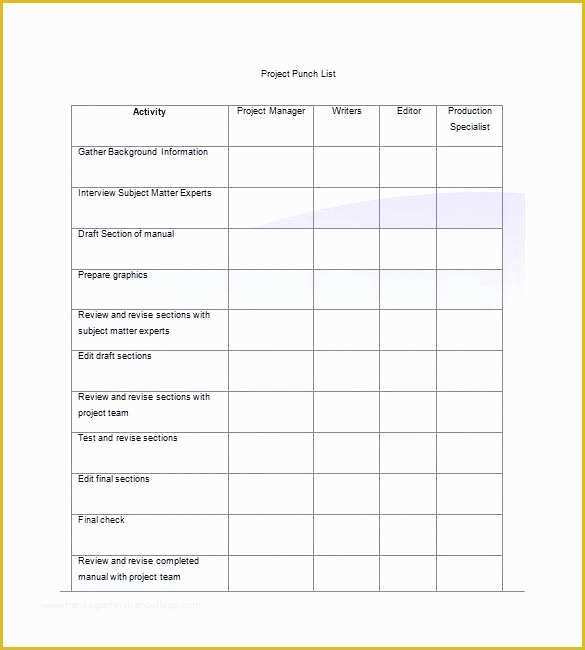 Free Punch List Template Of Punch List Sample Pdf Project Management Checklist