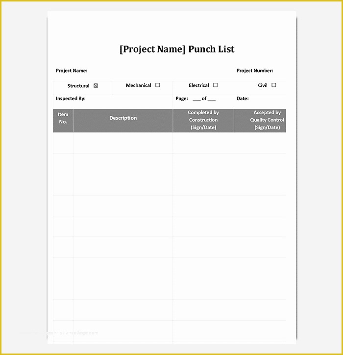 Free Punch List Template Of Punch List Template 14 Word Excel Pdf format