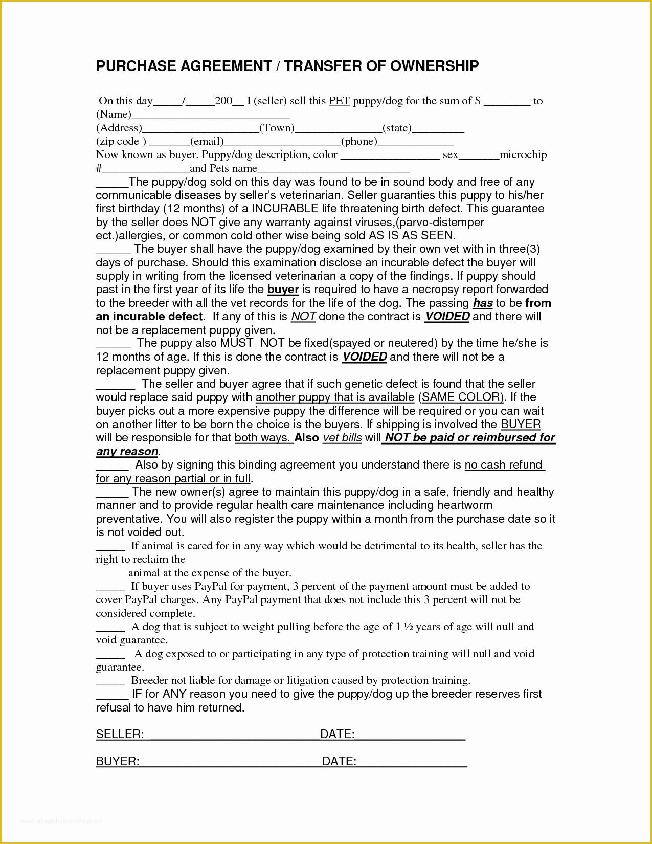 Free Purchase Agreement Template Of 10 Best Of Free Printable Purchase Agreement