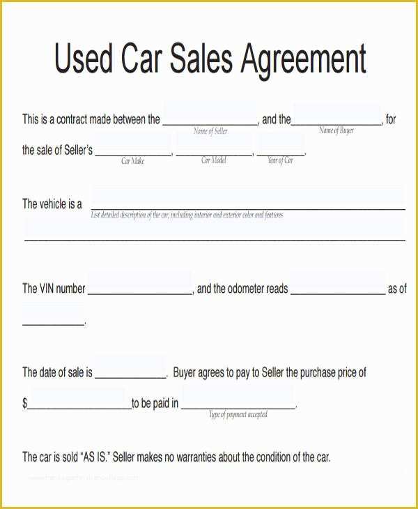 Free Purchase Agreement Template Of 10 Vehicle Sales Agreement Samples