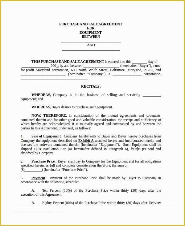 Free Purchase Agreement Template Of 19 Purchase and Sale Agreement Templates Word Pdf