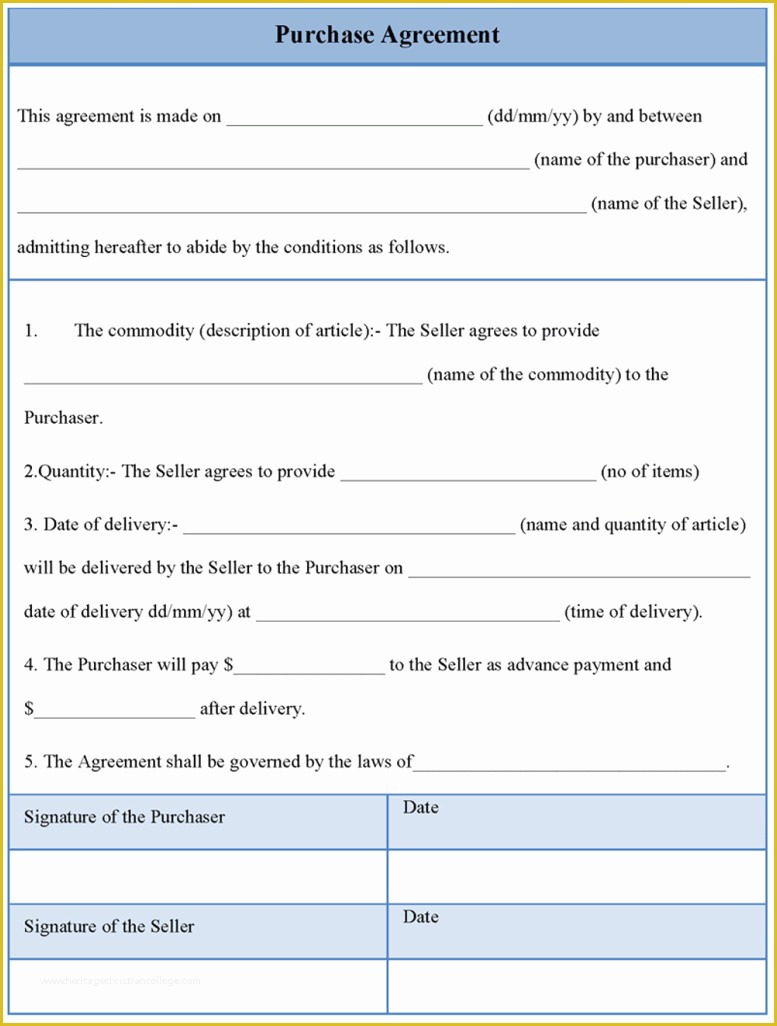 Free Purchase Agreement Template Of 5 Purchase Agreement Template Freereport Template Document