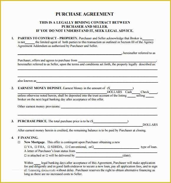 Free Purchase Agreement Template Of 8 Sample Real Estate Purchase Agreements