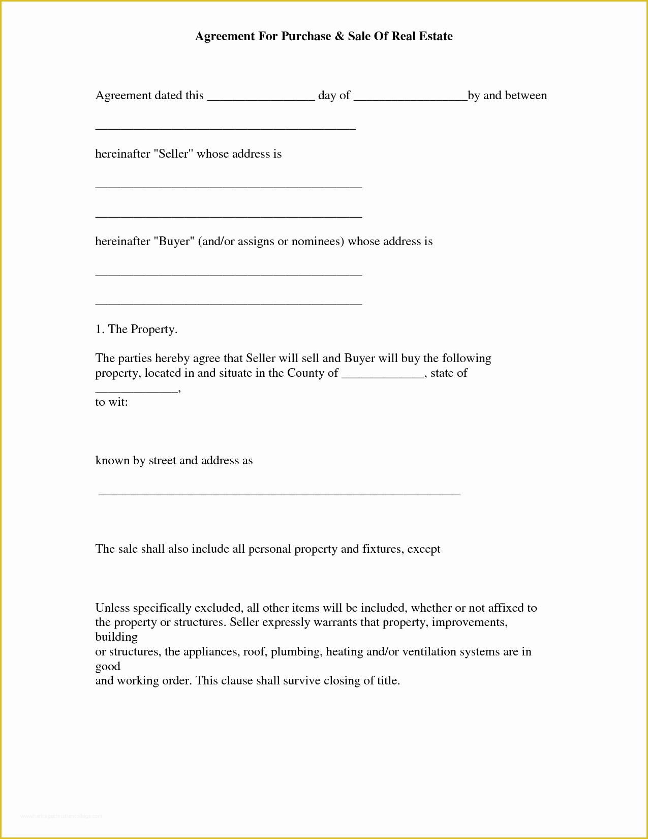 Free Purchase Agreement Template Of Free Printable Real Estate Purchase