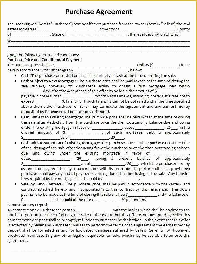 Free Purchase Agreement Template Of Purchase Agreement Template