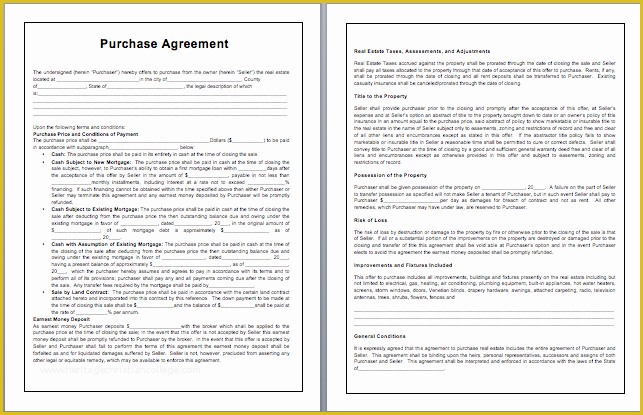 Free Purchase Agreement Template Of Purchase Contract Template Microsoft Word Templates